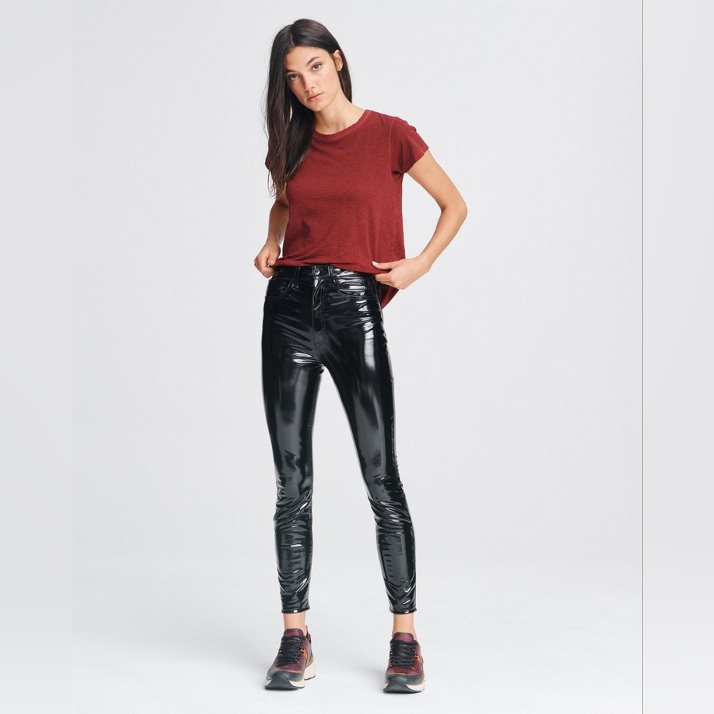 2. NWT RAG & BONE SUPER HIGH RISE SKINNY VINYL PANTS - Picture 2 of 10